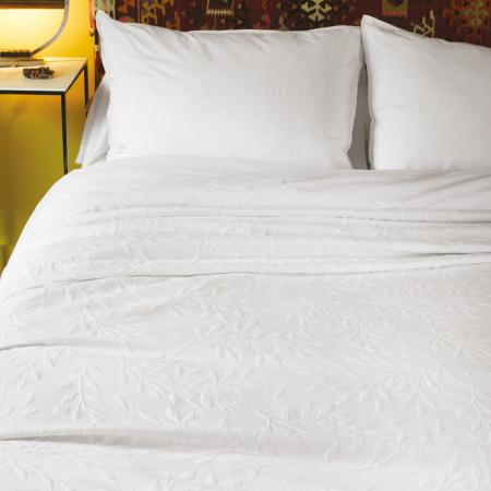 Dessus de lit jacquard 230x250 cm COTTAGE coton blanc