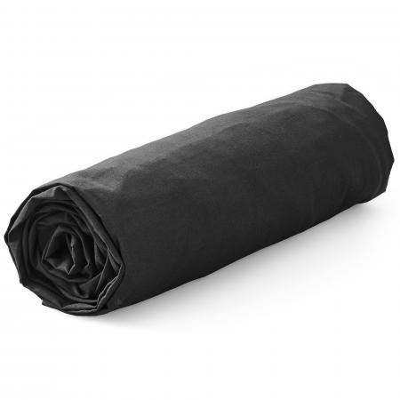 Drap housse 160x200 cm HIGHLANDS coton tissé teint noir Fusain