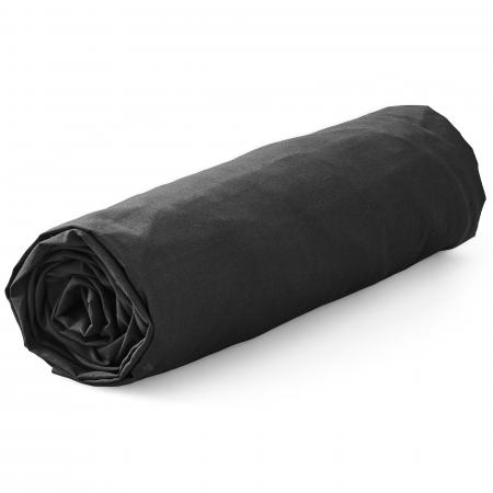 Drap housse 90x200 cm HIGHLANDS coton tissé teint noir Fusain