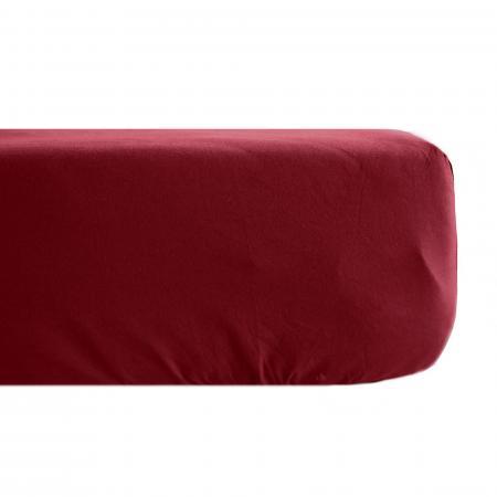 Drap housse uni 140x190 cm 100% percale de coton MANOIR rouge Carmin bonnet 35