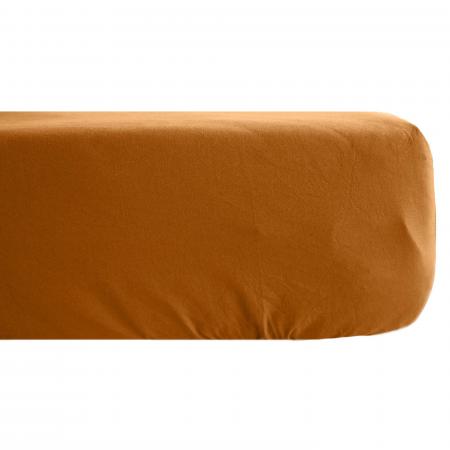 Drap housse en lin lavé froissé 160x200 cm SONATE orange Terre Cuite