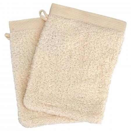 Lot de 2 gants de toilette 16x21 cm 100% coton peigné ALBA ivoire