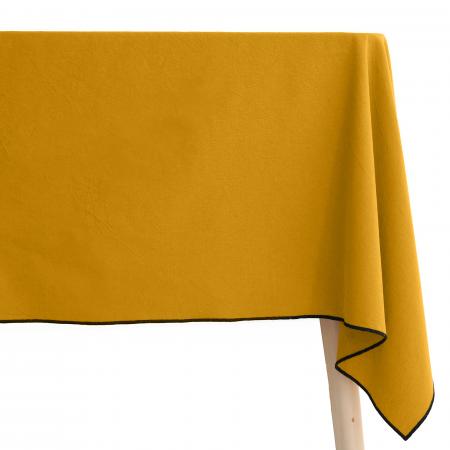 Nappe coton 160x250 cm HONO jaune Curry finition point bourdon