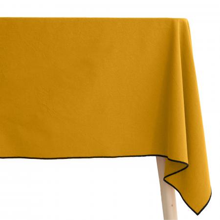 Nappe coton 160x300 cm HONO jaune Curry finition point bourdon