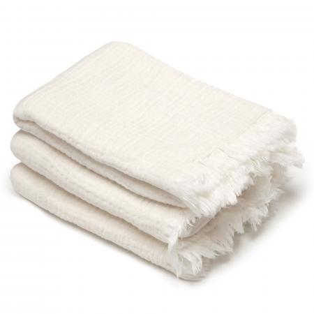 Drap de douche 70x130 cm et serviette 50x90 cm KEA mousseline de coton blanc neige