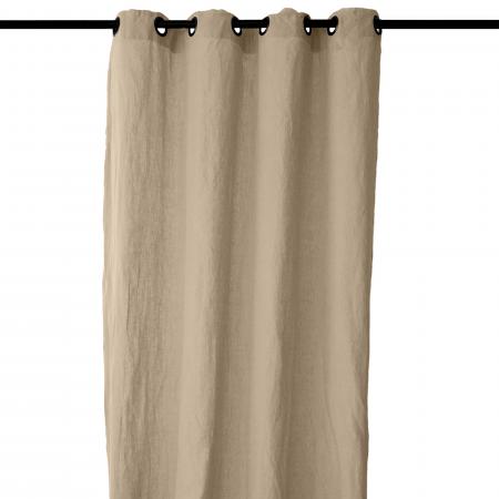Rideau 140x280 cm voile 100% lin "lavé-froissé" SONATE DECO beige Camel