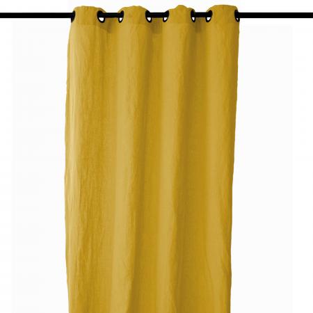 Rideau 140x280 cm voile 100% lin "lavé-froissé" SONATE DECO jaune Curry