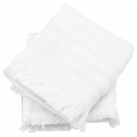 Lot de 2 serviettes invité 33x50 cm NATURAL STRIPES blanc