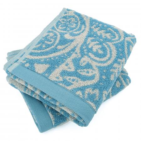 Lot de 2 serviettes invité 33x50 cm 100% coton PLENTY bleu