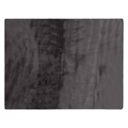 Tapis rectangulaire 180x240 cm WOODLAND en fausse fourrure doublée suédine gris Bison