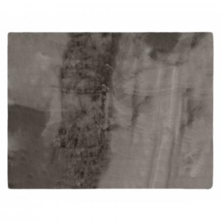 Tapis rectangulaire 180x240 cm WOODLAND en fausse fourrure doublée suédine gris Chamois