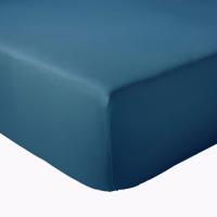 Drap housse 120x200 cm percale de coton MOOREA PACIFIC Bleu cobalt