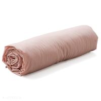 Drap housse 140x190 cm en percale lavée 100% coton PERKAL rose Nude bonnet 30 cm