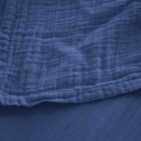 Drap housse 140x200x30 cm mousseline de coton MILOS bleu indigo
