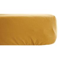 Drap housse 160x200 cm pur coton PALACE jaune curry