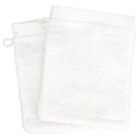Lot de 2 gants de toilette 16x21 cm 100% coton peigné ALBA blanc