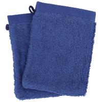 Lot de 2 gants de toilette 16x21 cm 100% coton peigné ALBA bleu marine