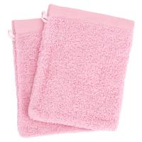 Lot de 2 gants de toilette 16x21 cm 100% coton peigné ALBA rose bonbon