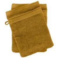 Lot de 2 gants de toilette NAÏA jaune Curry