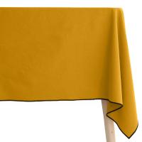 Nappe coton 160x160 cm HONO jaune Curry finition point bourdon