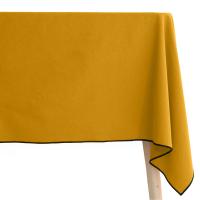 Nappe coton 160x200 cm HONO jaune Curry finition point bourdon