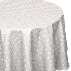 Nappe ronde 180 cm imprimée 100% polyester PACO géométrique gris Argent