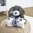 Peluche chien gris 20cm  avec plaid 70x70 cm collection LITTLE CANDY gris