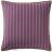 Taie d'oreiller 65x65 cm percale de coton AUDACIEUSE motif lit de feuille couleur automnal revers rayé violet Raisin
