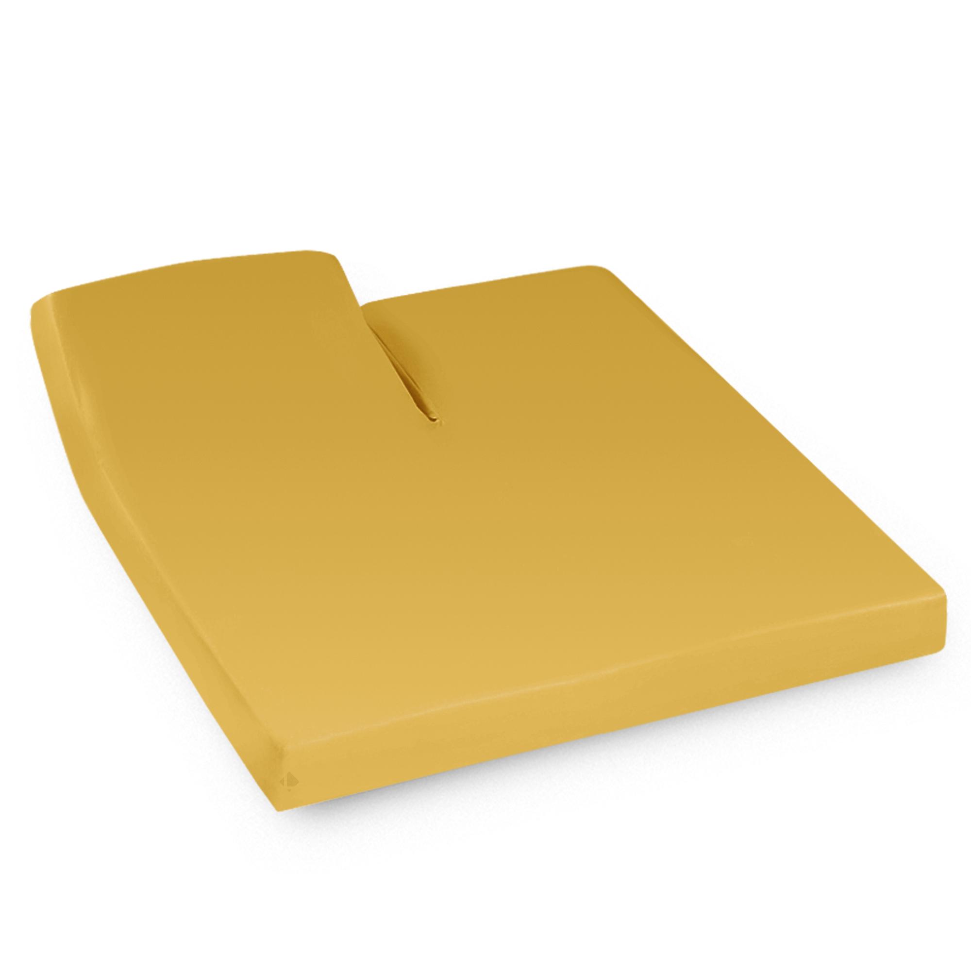 Drap housse relaxation 2x70x190cm uni pur coton ALTO jaune Bourdon - TR  Tête relevable uniquement