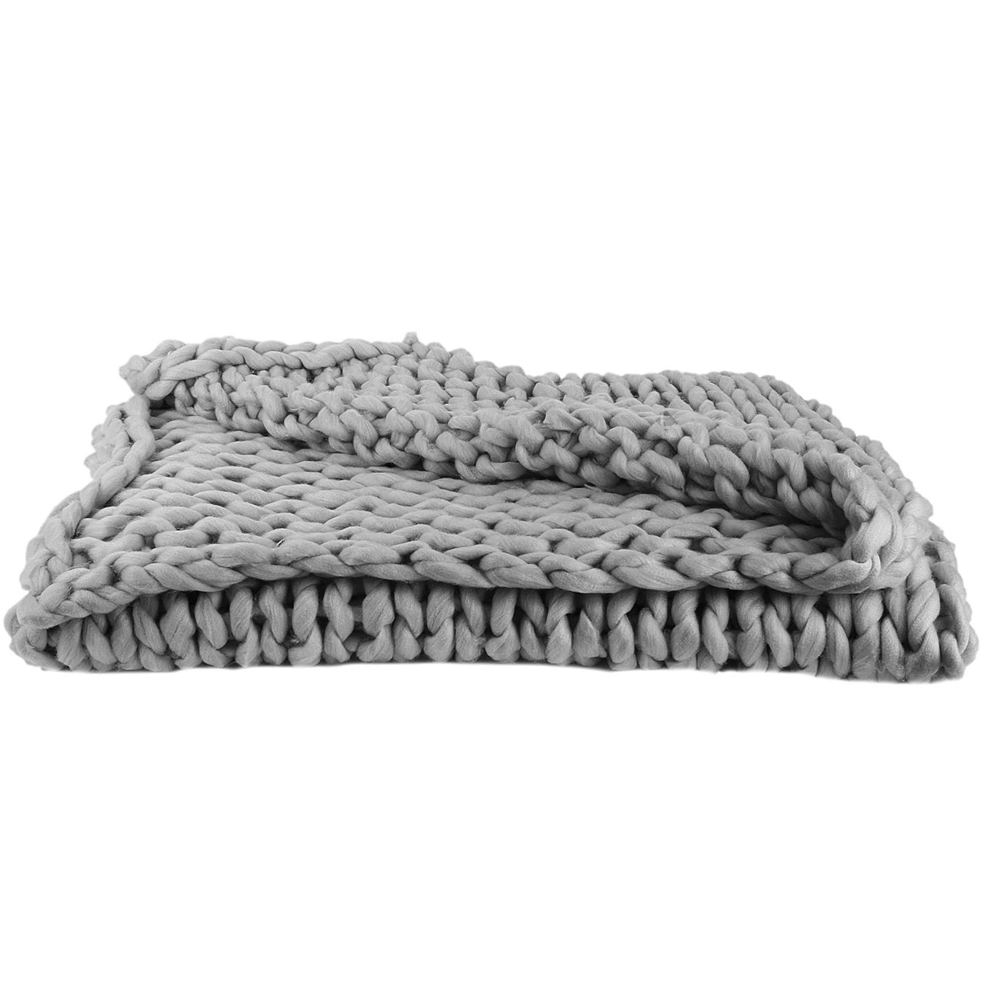 Plaid 120x150cm grosse maille CHUNKY Gris