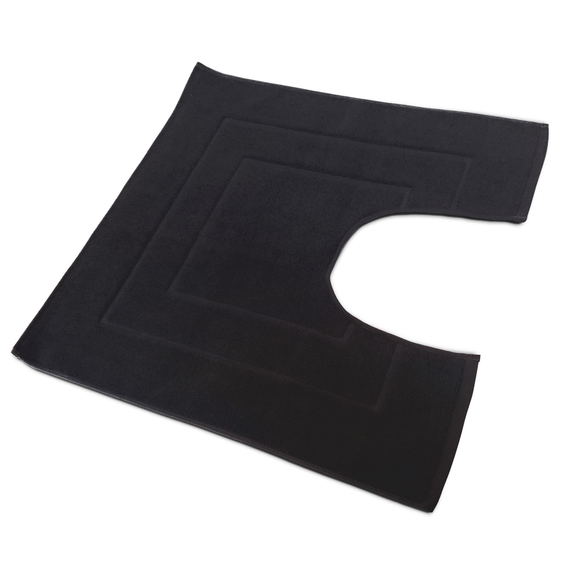 Tapis de bain contour wc 60x60cm uni coton Flair noir