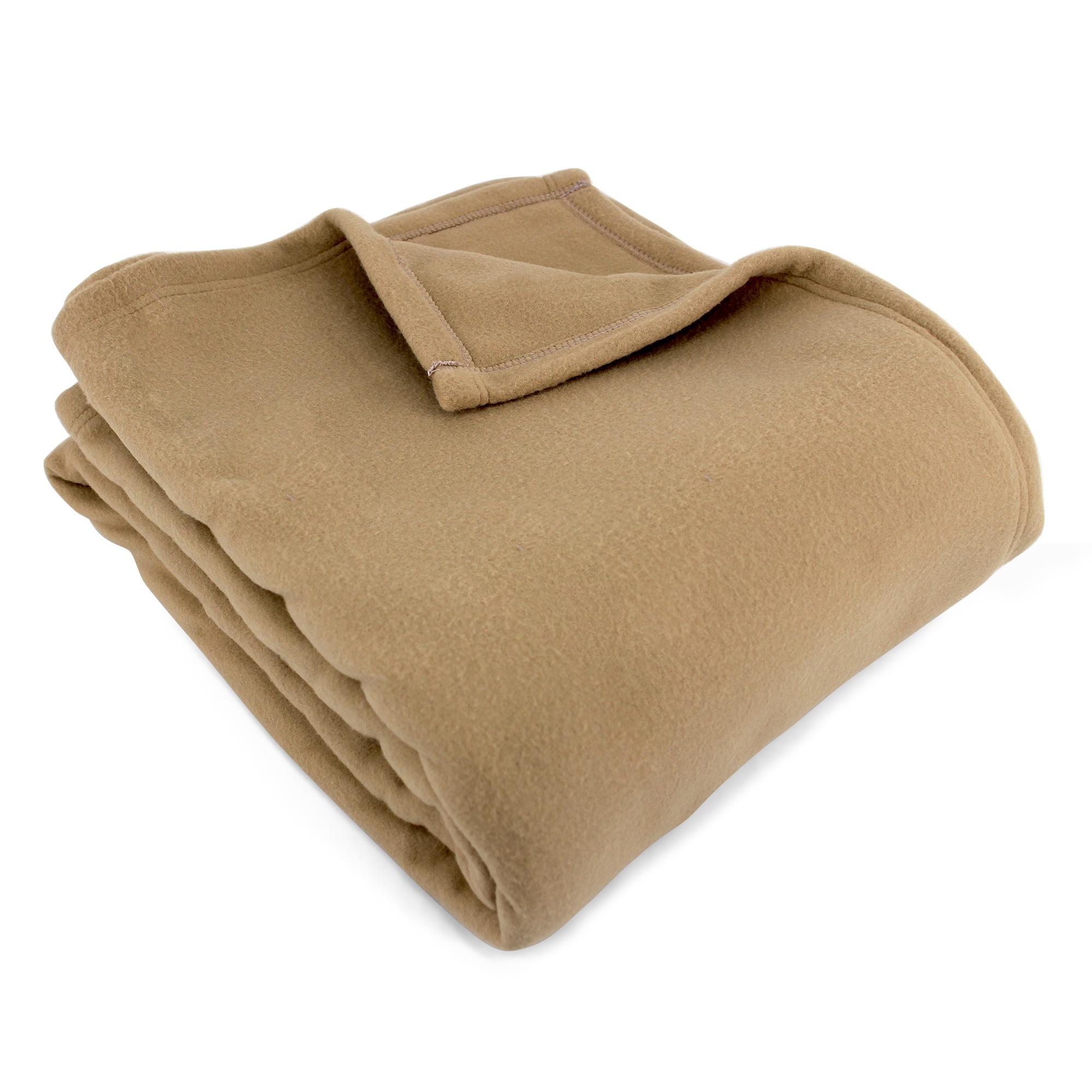 100% Polyester TOISON D'OR Couverture Polaire 350 GR/m² Taupe 180X220 cm