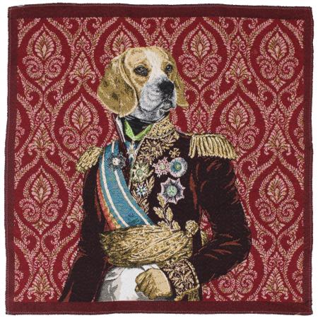 Carré de tissu jacquard polyester motif beagles MARECHAL rouge Opéra
