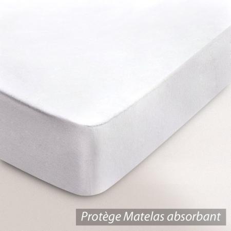 Protège matelas absorbant Antonin - blanc - 2x80x200 Spécial lit articulé - TPR - Grand bonnet 30cm