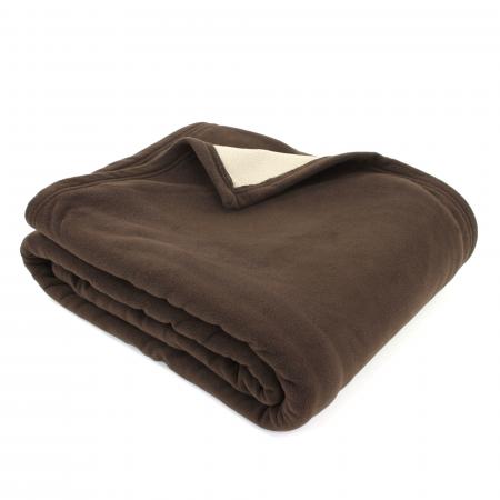 Couverture polaire luxe 220x240 cm 100% polyester 430 g/m2 NARVIK Marron Chocolat