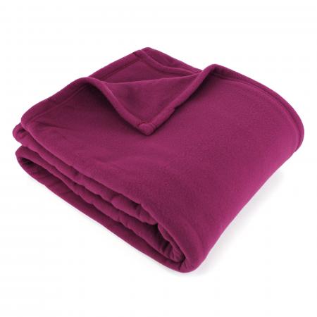 Couverture polaire 220x240 cm 100% Polyester 350 g/m2 TEDDY Violet Prune