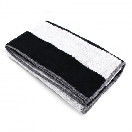 Drap de douche 70x140 cm MONA rayure blanc & noir 100% coton 480 g/m2
