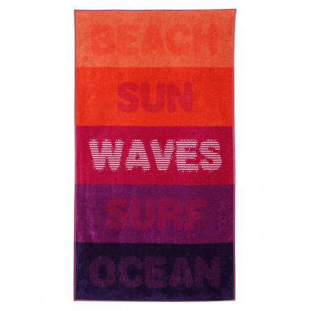 Drap de plage 100x180 cm éponge velours 380 g/m² BELI Beach sun waves surf ocean Violet