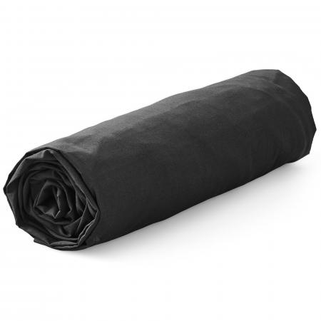 Drap housse 90x190 cm HIGHLANDS coton tissé teint noir Fusain