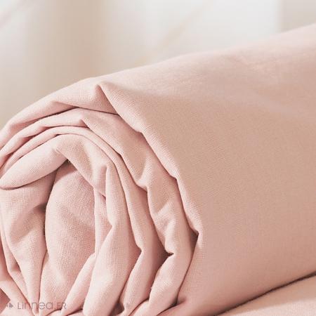 Drap housse 160x200 cm coton lavé LINO rose nude
