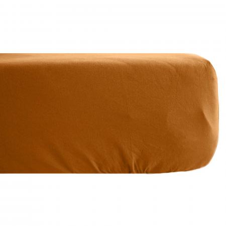 Drap housse en lin lavé froissé 140x190 cm SONATE orange Terre Cuite