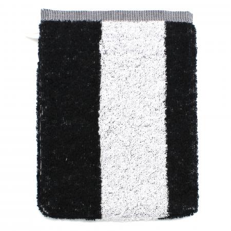 Gant de toilette 16x21 cm MONA rayure blanc & noir 100% coton 480 g/m2