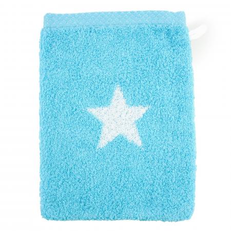 Gant de toilette 16x21 cm 100% coton 480 g/m2 STARS Bleu Turquoise