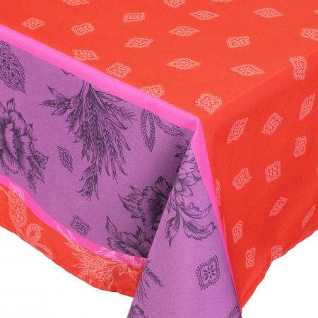 Nappe rectangle 150x300 cm imprimée 100% polyester GARRIGUE Florale rouge Carmin
