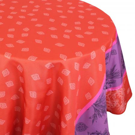Nappe ronde 180 cm imprimée 100% polyester GARRIGUE Florale rouge Carmin