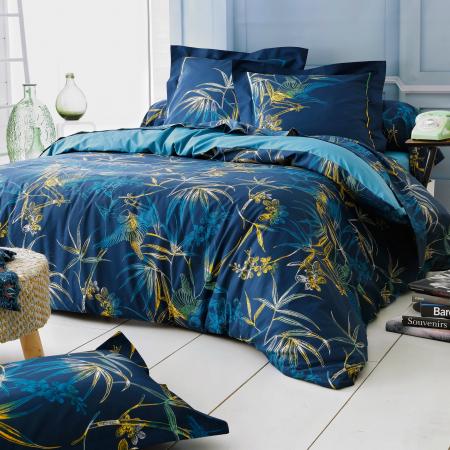 Bleu Canard Motif Floral Oriental 200 x 200 cm Sleepdown Parure de lit réversible avec Housse de Couette et taies d'oreiller en Polycoton 