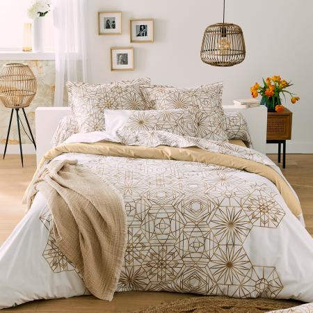 Drap de lit percale de coton Azulejos Linge de maison promotion -50%