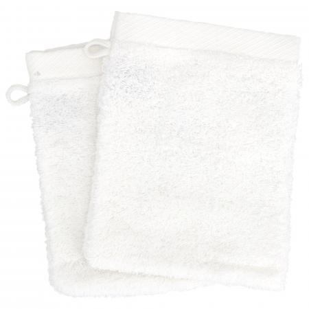 Lot de 2 gants de toilette 16x21 cm 100% coton peigné ALBA blanc