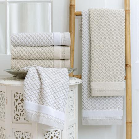 Lot de 2 serviettes de toilette 50x100 cm LINEN blanc
