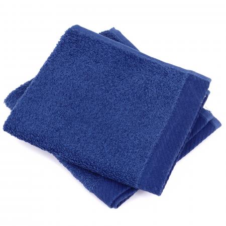 Lot de 2 serviettes invité 30x30 cm 100% coton peigné ALBA bleu marine